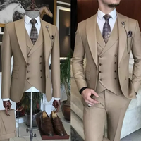 3 Pieces New Business Khaki Formal Men's  Suits