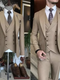 3 Pieces New Business Khaki Formal Men's  Suits