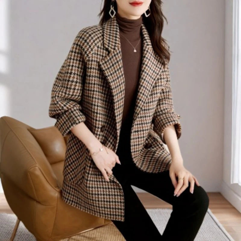 Vintage Wool Blazer Women Outerwear