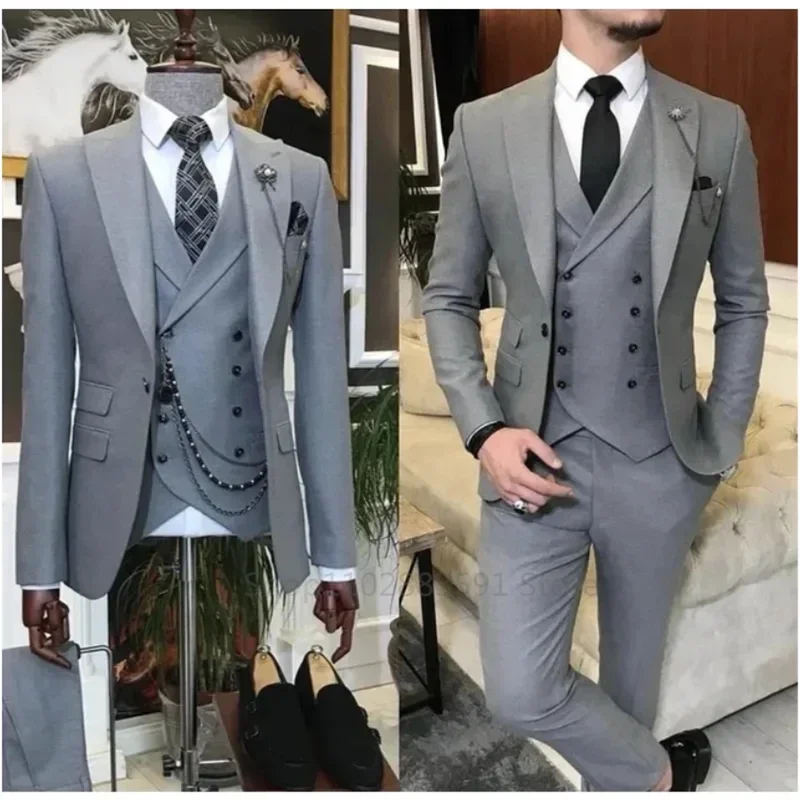 3 Pieces New Business Khaki Formal Men's  Suits